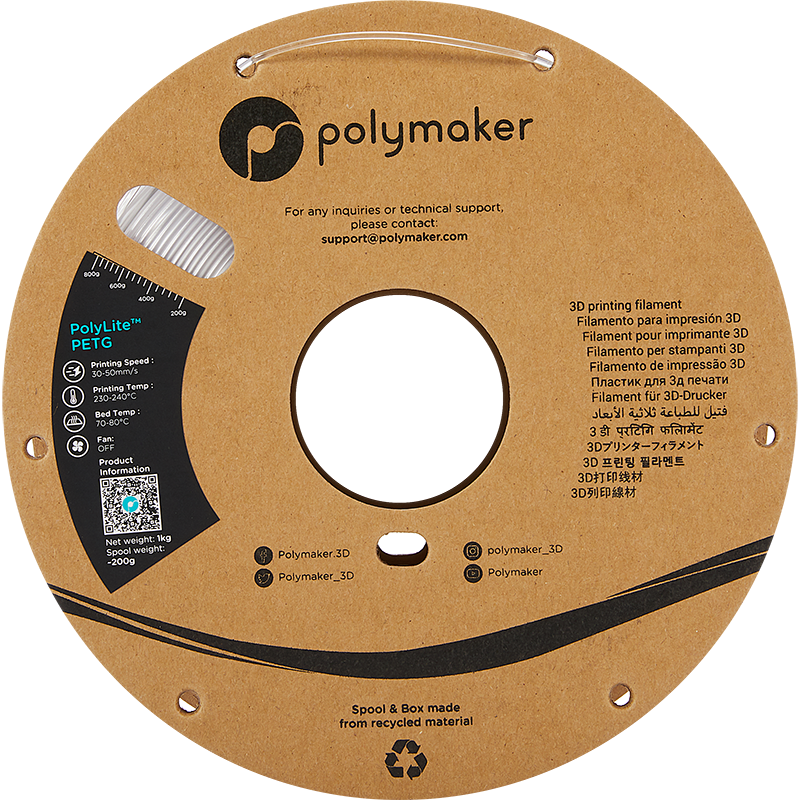 Transparent PETG 1.75mm 1Kg PolyLite Polymaker