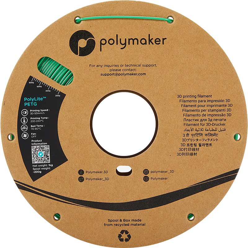 Green PETG 1.75mm 1Kg PolyLite Polymaker