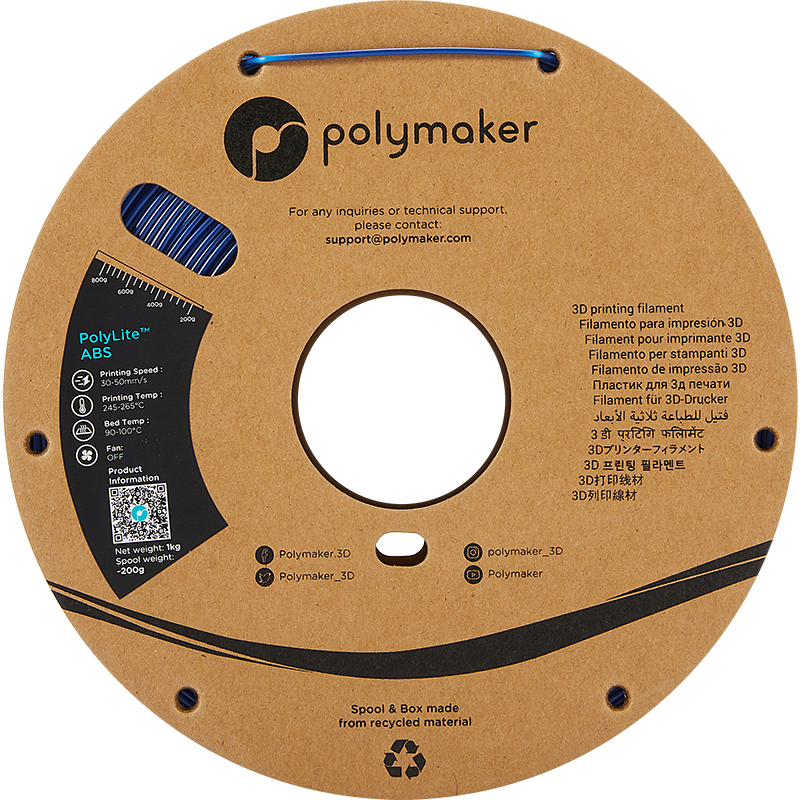 Blue ABS 1.75mm 1Kg PolyLite Polymaker