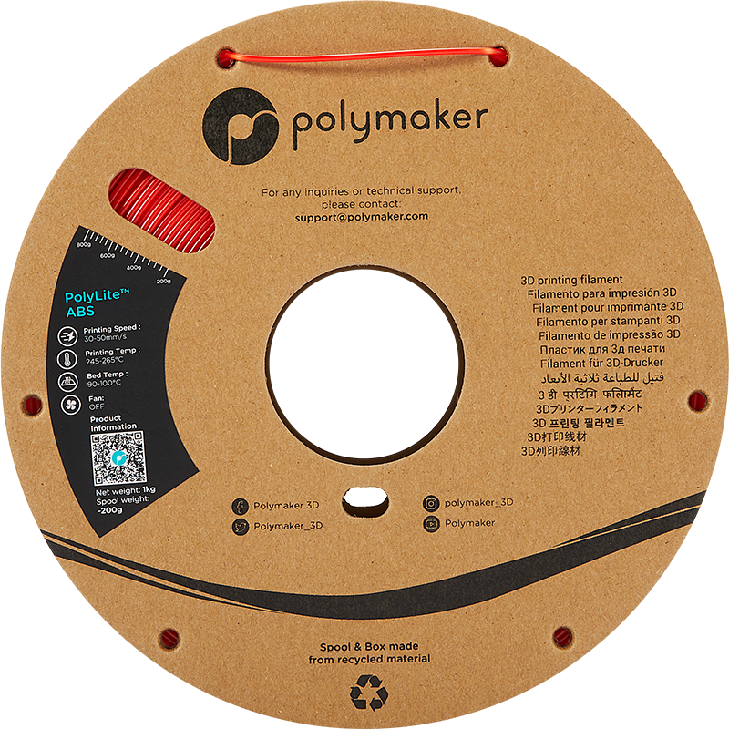 Red ABS 1.75mm 1Kg PolyLite Polymaker