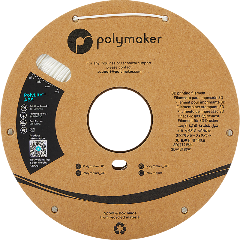 White ABS 2.85mm 1Kg PolyLite Polymaker