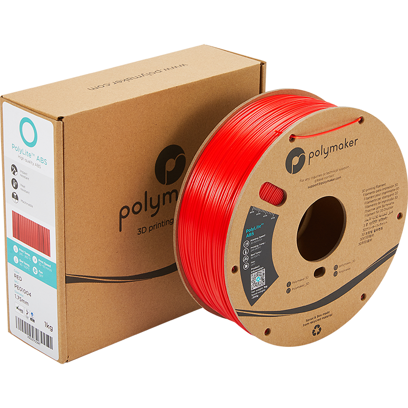 Red ABS 2.85mm 1Kg PolyLite Polymaker