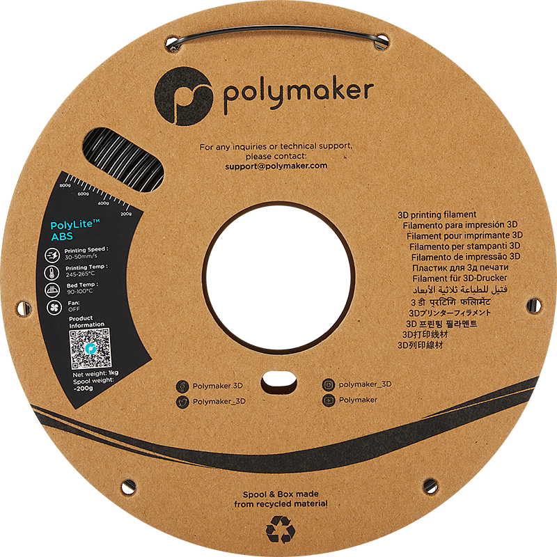 Black ABS 1.75mm 1Kg PolyLite Polymaker