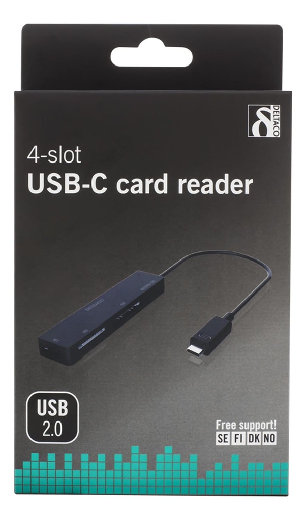 DELTACO USB-C CARD READER - 4-SLOT