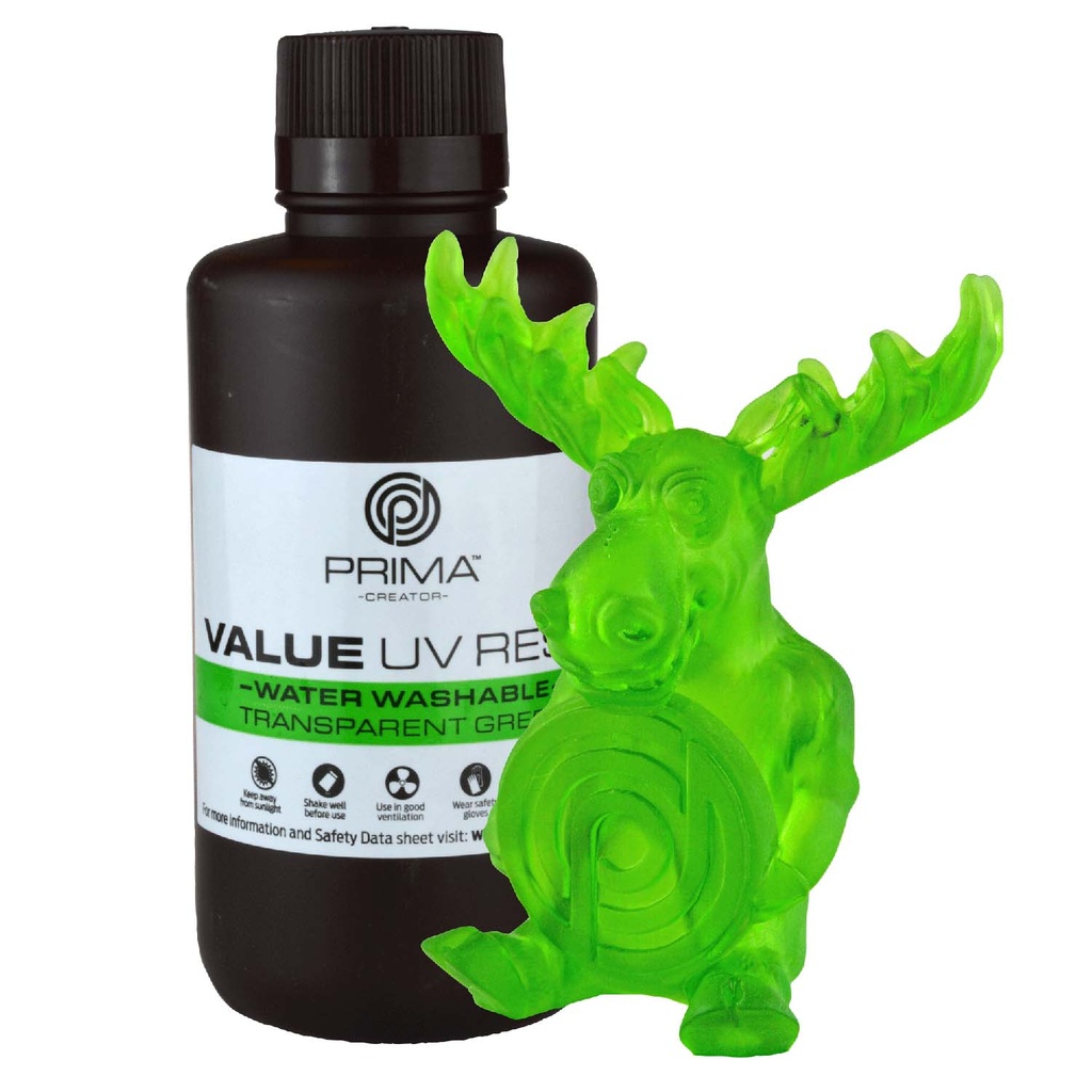 PrimaCreator Value Water Washable UV Resin - 500 ml - Transparent Green
