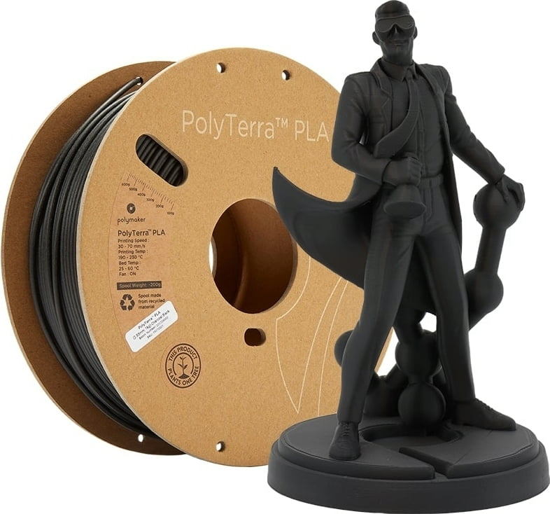Charcoal Black PLA 1.75mm 1Kg PolyTerra Polymaker