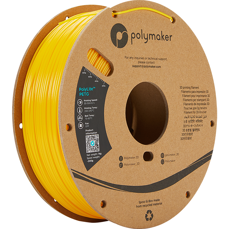 Yellow PETG 1.75mm 1Kg PolyLite Polymaker