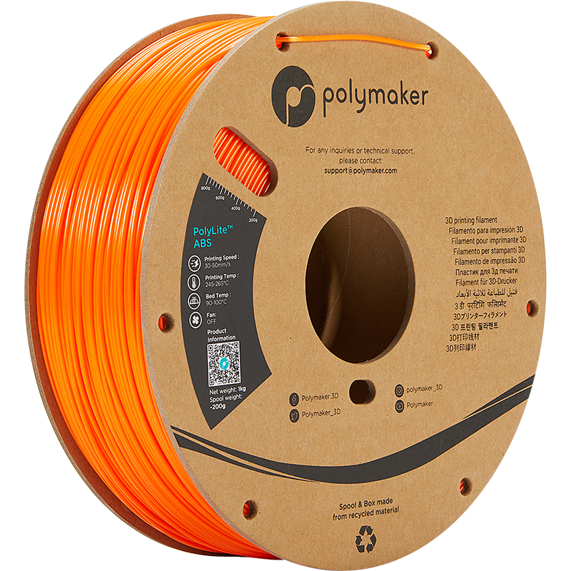 Orange ABS 1.75mm 1Kg PolyLite Polymaker