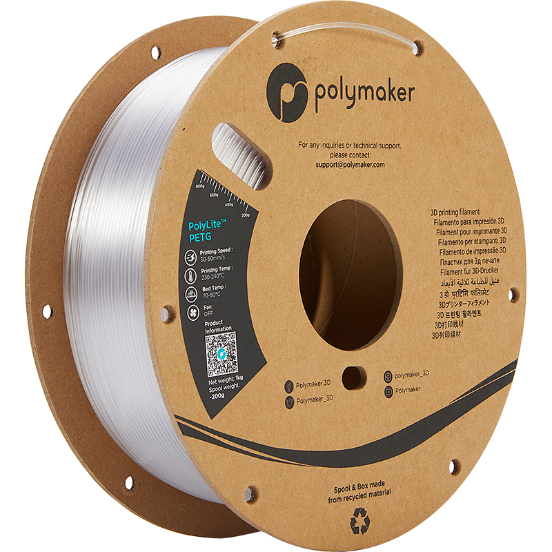 Transparent PETG 1.75mm 1Kg PolyLite Polymaker