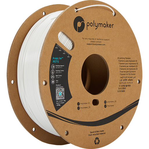 White PETG 1.75mm 1Kg PolyLite Polymaker
