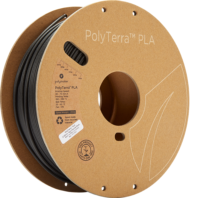 Charcoal Black PLA 2.85mm 1Kg PolyTerra Polymaker
