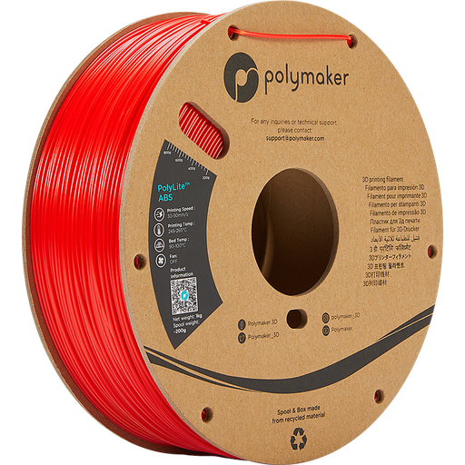Red ABS 2.85mm 1Kg PolyLite Polymaker
