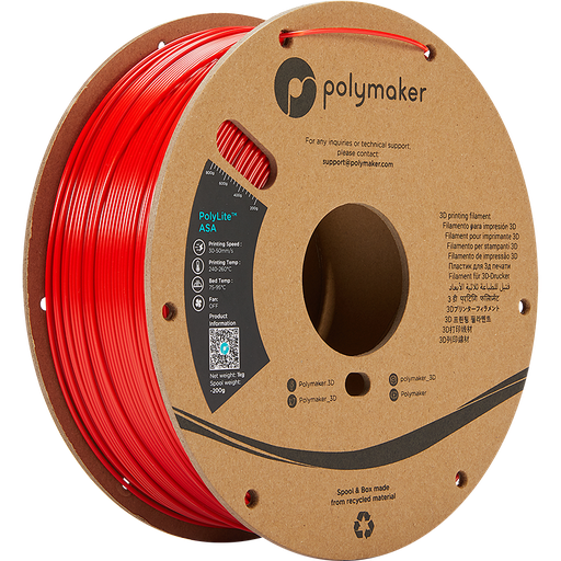 Red ASA 2.85mm 1Kg PolyLite Polymaker